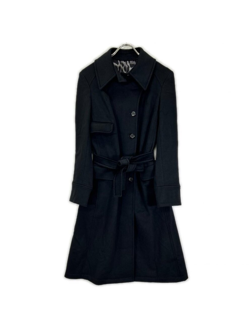 Saint Laurent Long Coat 34 with Black Wool